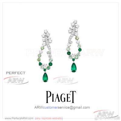 AAA Replica Piaget Jewelry - 925Silver White Gold Emerald Earrings